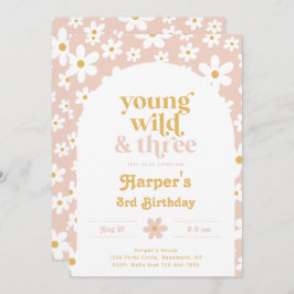 Young, Wild & Three Daisy Invitation | Daisies Kaart