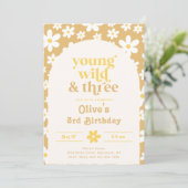 Young, Wild & Three Daisy Invitation | Daisies Kaart (Staand voorkant)
