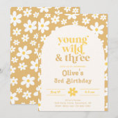 Young, Wild & Three Daisy Invitation | Daisies Kaart (Voorkant / Achterkant)