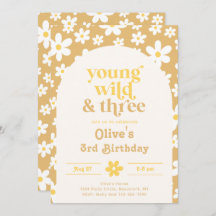 Young, Wild & Three Daisy Invitation | Daisies