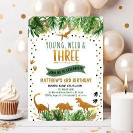 Young Wild & Three Dinosaur Birthday Kaart