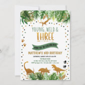 Young Wild & Three Dinosaur Birthday Kaart (Voorkant)