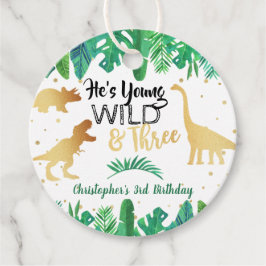 Young Wild & Three Dinosaur Boys 3rd Birthday Bedankjes Labels