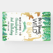 Young Wild & Three Dinosaur Boys 3rd Birthday Spandoek (Horizontaal)