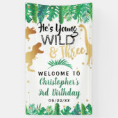 Young Wild & Three Dinosaur Boys 3rd Birthday Spandoek (Verticaal)