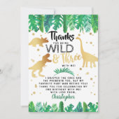 Young Wild & Three Dinosaur Boys Third Birthday Bedankkaart (Voorkant)