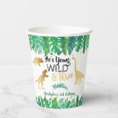 Young Wild & Three Dinosaur Boys Third Birthday Papieren Bekers (Achterkant)