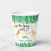 Young Wild & Three Dinosaur Boys Third Birthday Papieren Bekers (Voorkant)