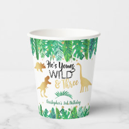 Young Wild & Three Dinosaur Boys Third Birthday Papieren Bekers