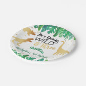 Young Wild & Three Dinosaur Boys Third Birthday Papieren Bordje (Gekanteld)