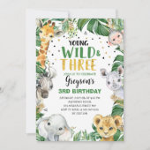 Young Wild & Three Floral Boy Oerwoud 3rd Birthday Kaart (Voorkant)