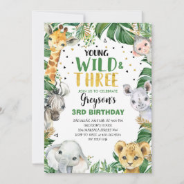 Young Wild & Three Floral Boy Oerwoud 3rd Birthday Kaart