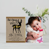 Young Wild & Three Girls Foto 3rd Birthday Real Folie Uitnodiging (Staand Voorkant)