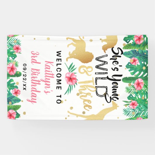 Young Wild & Three Girls Third Birthday Welcome Spandoek (Horizontaal)