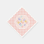 Young Wild Three Groovy Pink Daisy Checker Servet (Hoek)