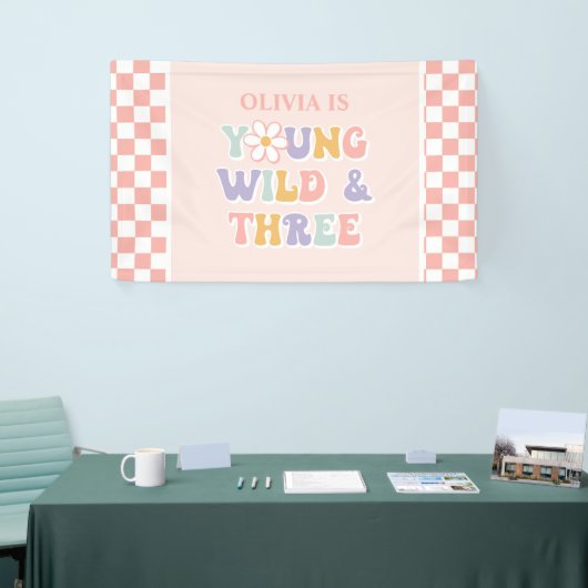 Young Wild Three Groovy Pink Daisy Checker Spandoek (Beurs)