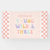Young Wild Three Groovy Pink Daisy Checker Spandoek (Horizontaal)