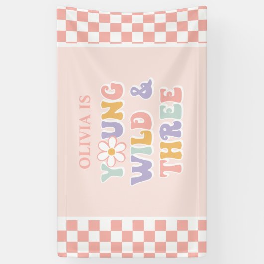 Young Wild Three Groovy Pink Daisy Checker Spandoek (Verticaal)