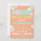 Young Wild & Three Hippie Birthday Party Invitatio Kaart (Voorkant)