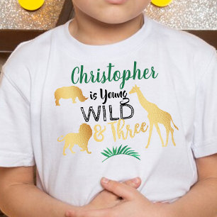 Young Wild & Three Jungle Safari Boys 3e verjaarda Kinder Shirts