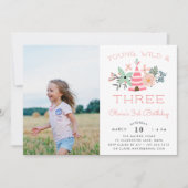 Young Wild & Three Kinder Third Birthday Party fot Kaart (Voorkant)