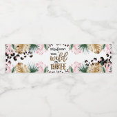 Young Wild & Three Leopard Print Safari Birthday Waterfles Etiket (Enkel label)