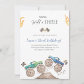 Young, Wild & Three Monster Truck 3e verjaardag Kaart (Voorkant)