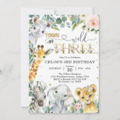 Young Wild & Three Party Animals Girl 3rd Birthday Kaart (Voorkant)