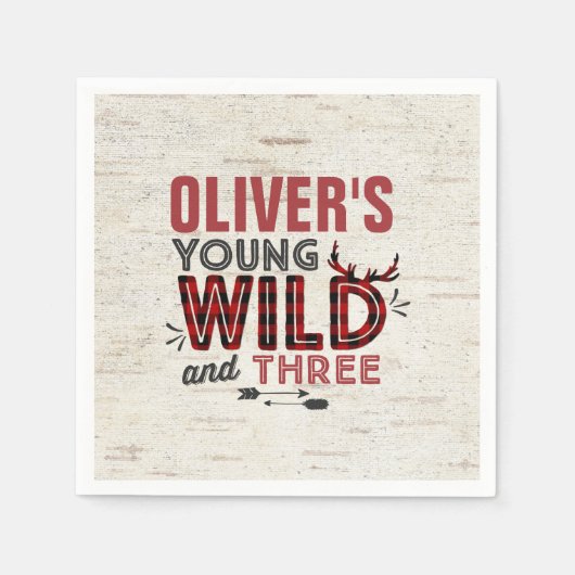 Young Wild & Three Party Servet Rustieke houthakke (Voorkant)