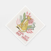 Young Wild Three Pink Cheetah Kids Birthday Party Servet (Hoek)