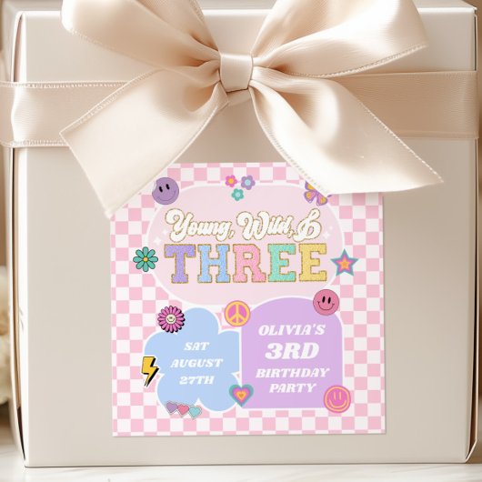 Young Wild & Three Preppy Patch 3de Verjaardagsfee Vierkante Sticker