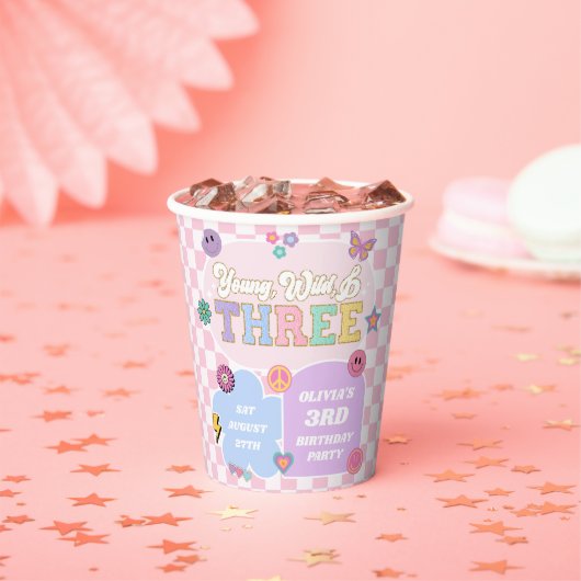 Young Wild & Three Preppy Patch 3e verjaardagsfees Papieren Bekers (Insitu)