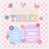 Young Wild & Three Preppy Patch 3e verjaardagsfees Vierkante Sticker (Voorkant)