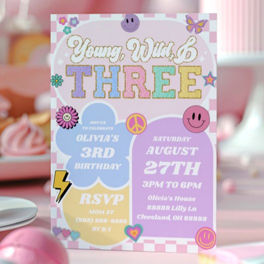 Young Wild Three Preppy Patch 3e verjaardagsfeestj Kaart