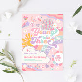 Young Wild & Three Rainbow Disco Sun 3rd Birthday  Kaart