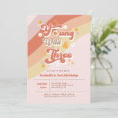 Young Wild & Three Retro 3rd Birthday Kaart (Staand voorkant)