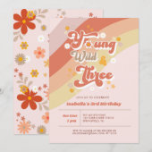 Young Wild & Three Retro 3rd Birthday Kaart (Voorkant / Achterkant)