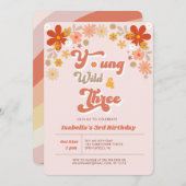 Young Wild & Three Retro 3rd Birthday Kaart (Voorkant / Achterkant)