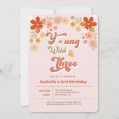 Young Wild & Three Retro 3rd Birthday Kaart (Voorkant)