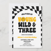 Young Wild & Three Retro Eerste 3e Verjaardagsfees Kaart (Voorkant)