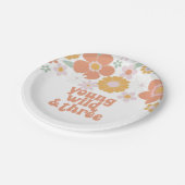 Young Wild Three Retro Floral jarig Papieren Bordje (Gekanteld)