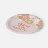Young Wild Three Retro Floral jarig Papieren Bordje (Gekanteld)