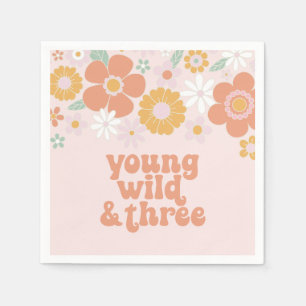 Young Wild Three Retro Floral jarig Servet