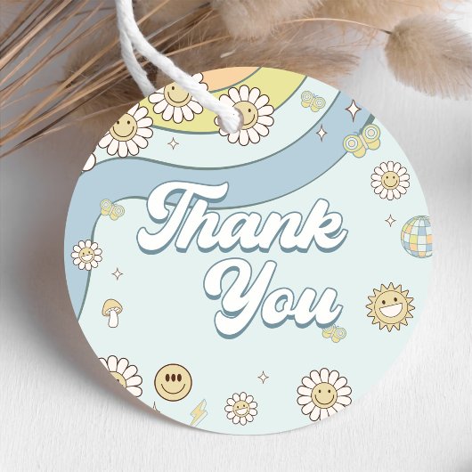 Young Wild Three Retro Rainbow 3rd Birthday Bedankjes Labels