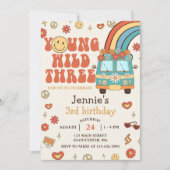 Young Wild Three Retro Rainbow 3rd Birthday Kaart (Voorkant)