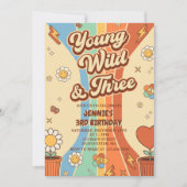 Young Wild Three Retro Rainbow 3rd Birthday Kaart (Voorkant)