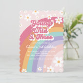 Young Wild Three Retro Rainbow 3rd Birthday Kaart (Staand voorkant)