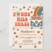 Young Wild Three Retro Rainbow 3rd Birthday Kaart (Voorkant)