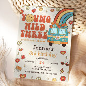 Young Wild Three Retro Rainbow 3rd Birthday Kaart