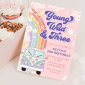 Young Wild Three Retro Rainbow 3rd Birthday Kaart